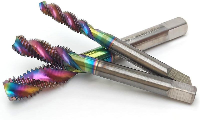 WEXWE Store Tools DLC Coating Spiral Flute Taps High Speed Steel (HSS) 3 Flutes Machine Screw Tap Set Metric M2 M2.5 M3 M4 M5 M6 M8 M10 M12 Thread Tapping Tool 9cps - Image 5